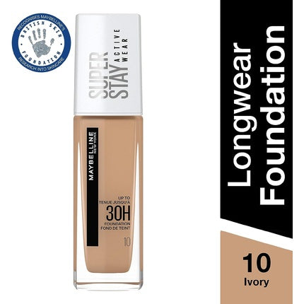 Maybelline New York Super Stay Active Wear Waterproof Foundation Shade No. 10 Ivory 30ml