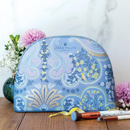 Sara Miller Savannah Large Cosmetic Bag Blue - Personalised Make-Up or Gym