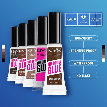 NYX Professional Makeup The Brow Glue Extreme Hold Tinted Eyebrow Gel Black 0.17 Fl Oz