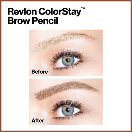 Revlon Colorstay Eyebrow Pencil with Spoolie Brush Water Proof Longwearing Angled Tip Applicator for Perfect Brows 1 Count