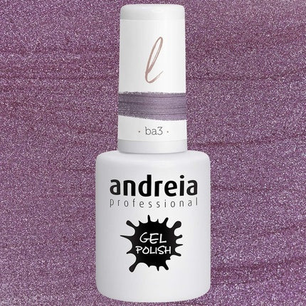 Andreia Semi-Permanent Nail Gel Polish for UV/LED Lamp Intense Shine and 4 weeks Lasting Varnish Colour BA3 Pink Glitter 10.5ml