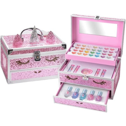 Martinelia Little Unicorn Collection Unicorn Big Case with Unicorn Face and Pink Glitter Children's Makeup Case