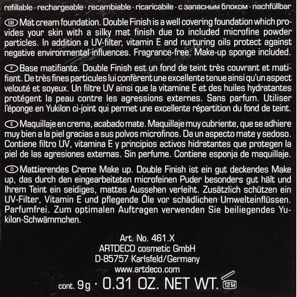 ARTDECO Double Finish Full Coverage Powder Cream Foundation 9g - Light Cashmere