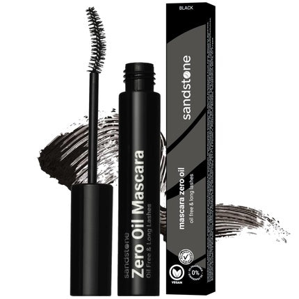 Sandstone Scandinavia Zero Oil Hypoallergenic Black Mascara for Sensitive Eyes Smudge-Proof Sweatproof Lengthening Mascara with Intense Volume Fragrance Free Vegan Allergy Friendly Mascaras