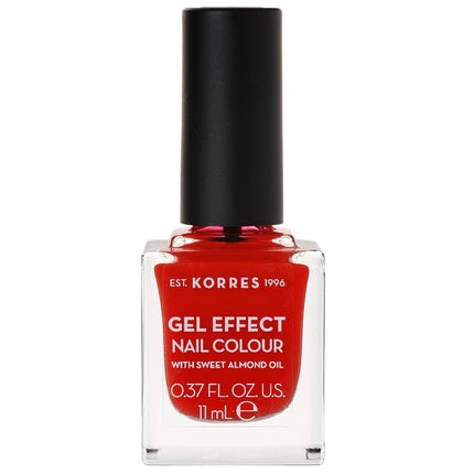KORRES Sweet Almond Nail Colour 48 Coral Red Vegan Nail Polish with Gel Effect 11ml
