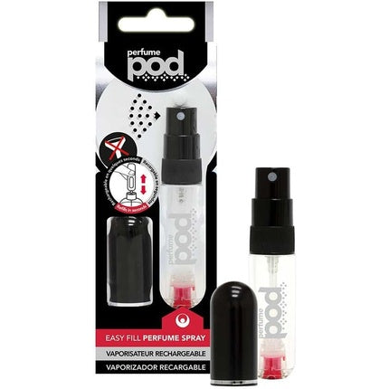 Perfume Pod Clear Refillable Perfume Atomizer with Spray and Genie-S Refill Black