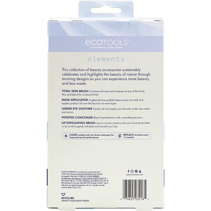 EcoTools Elements Limited Edition Hydro-Flow Skincare & Makeup Application Brush Kit 5 Piece Brush Set Blue