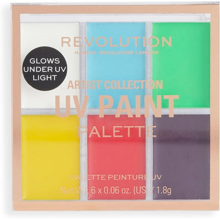 Makeup Revolution London Artist Collection UV Face Paint Palette 6 Bright Shades Water Activated Formula