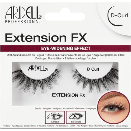 Ardell False Eyelashes Extension FX D Curl Black Long Flared Almond Deep-Set Eyes Silky-Soft Knot-Free Invisiband Comfortable Wear Vegan-Friendly