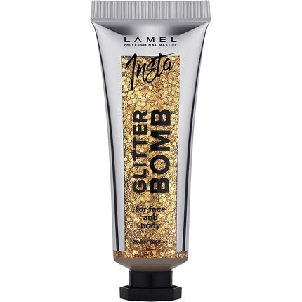 Lamel Insta Glitter Bomb Face & Body Glitter Clear Sparkly Gel Texture 20ml Gold N.402