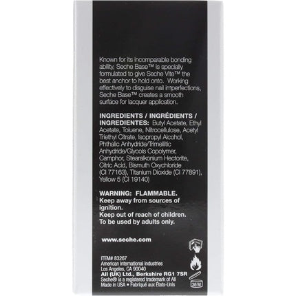 Seche Base Ridge Filling Base Coat Premium Nail Primer & Nail Ridge Filler Strengthening Nail Polish Base Coat for Long-Lasting Manicures Professional Bonding Clear Builder Gel for Nails 14ml