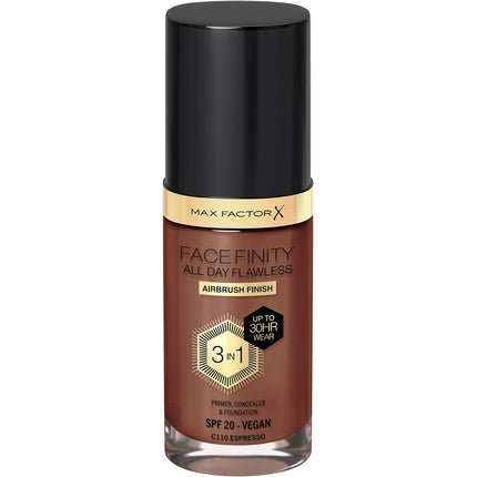 Max Factor Facefinity 3-in-1 All Day Flawless Liquid Foundation SPF 20 110 Espresso 30ml
