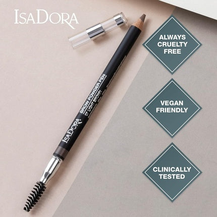 IsaDora Brow Pencil - Brow Powder in Pencil Form - Dense & Defined Eyebrows - Long-lasting Result - With Eyebrow Brush - Brow Pencil Hair Drawing - Black