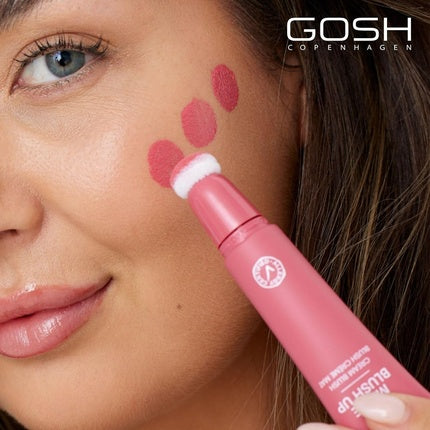 GOSH Cream BLUSH-UP Matte Blush Stick for Defined Facial Features and Smooth Blending Liquid Blush with Built-in Sponge On-the-Go Perfume Free Allergy-Certified Vegan 003 Cherry Berry