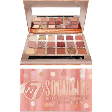 W7 Socialite Pressed Pigment Palette 18 Pink Nude Colors Flawless Long-Lasting Glam Makeup