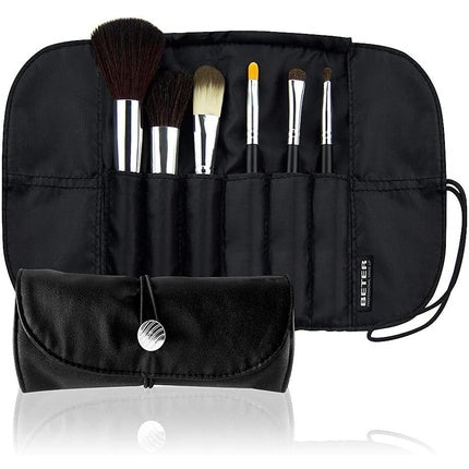 Beter Professional Makeup Brush Set with Folding Case for Face and Eye Makeup - Set of 6 Brushes