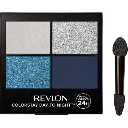 Revlon ColorStay Day to Night Eyeshadow Quad 16HR Wear 4.8g Matte and Shimmer Finish Gorgeous 580 Unisex Cool Blues