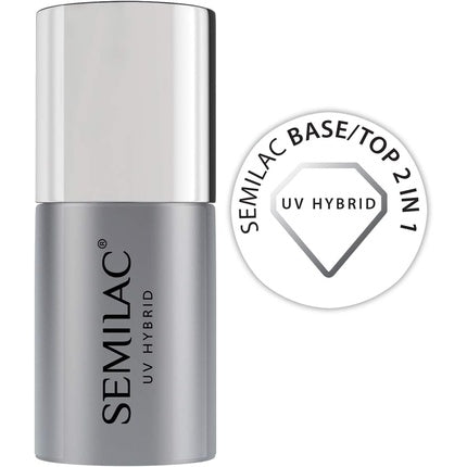 Semilac Base/Top 2in1 Base and Top Coat for Hybrid Nail Polish 7ml UV LED Innovative Formula Protects Nails