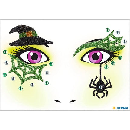 Herma 15317 Face Art Sticker - Witch, Dermatologically Tested, Removable Face