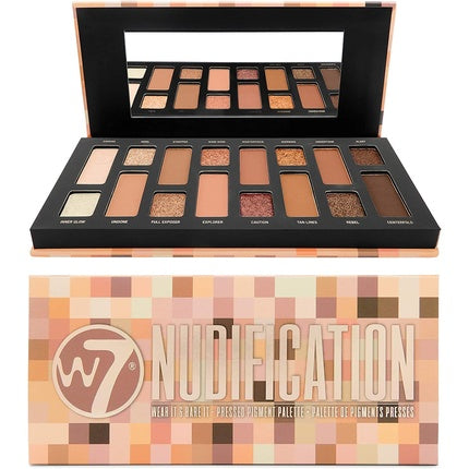 W7 Nudification Pressed Pigment Palette 16 High Impact Nude Colors Flawless Long-Lasting Glam Makeup