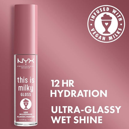 NYX Professional Makeup This Is Milky Gloss 12 Hour Hydration Vegan Ube Milkshake Mauve Purple