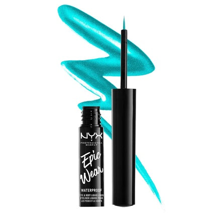 NYX Makeup Epic Wear Metallic Liquid Waterproof Eyeliner-Teal Metal-0.12 oz