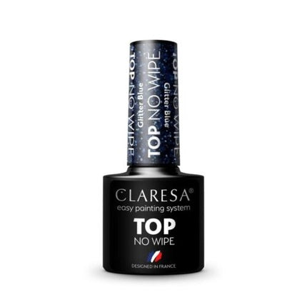 Claresa Top Glitter No Wipe Hybrid Nail Polish Top Coat Glitter Blue 5g