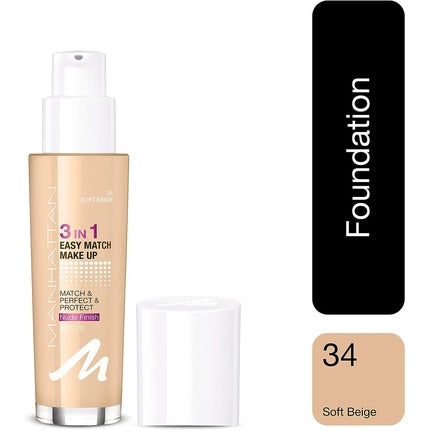 Manhattan 3-in-1 Easy Match Make Up Foundation Soft Beige