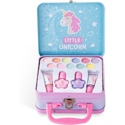 Martinelia Little Unicorn Beauty Pencil Case in Tin 14 x 12 x 6 cm with Enamel, Eye Drops, and Lip Gloss