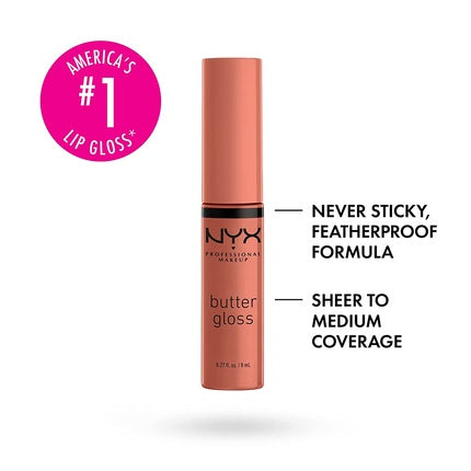 NYX Professional Makeup Butter Gloss Brown Sugar Non-Sticky Lip Gloss 0.27 Fl Oz - Sugar High