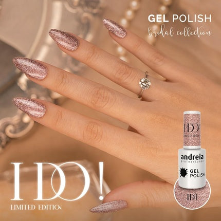 Andreia Professional Semi-Permanent Nail Gel Polish I DO Limited Collection Colour ID1 Pink Silver and Gold Glitter 10.5ml