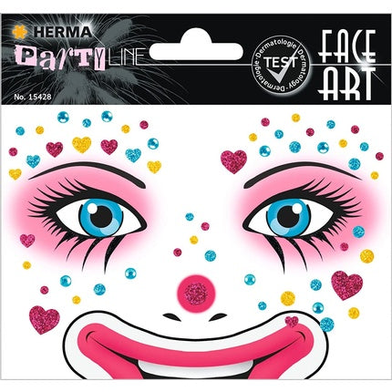 HERMA 15428 Face Art Sticker Clown Annie Temporary Glitter Face Paint for Carnival Halloween Kids and Adults