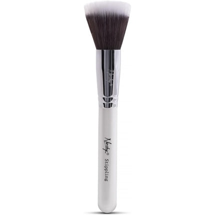 Nanshy Stippling Makeup Brush Duo Fiber Synthetic Taklon for Powders and Liquids Cosmetic Pearlescent White