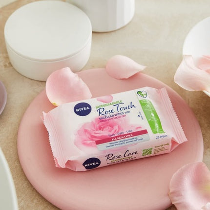 Nivea Rose Touch Micellar Wipes With Organic Rose Water 25pc