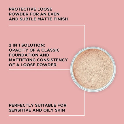 ARTDECO Mineral Powder Foundation Protective Loose Powder in Compact Form for a Smooth, Soft Matte Finish 15g - Shade 3 Soft Ivory