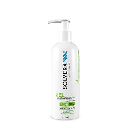 Solverx Acne Skin Cleansing Gel For Face And Eye Makeup Removal 200ml