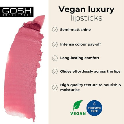 GOSH Luxury Rose Lipstick with Light Sheen Intense Nude Shades 004 Enjoy