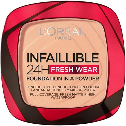 L'Oréal Paris Infallible 24H Fresh Wear Foundation in a Powder Full Coverage Longwear Weightless Smooth Finish Waterproof and Transfer-proof 9g 245 Golden Honey