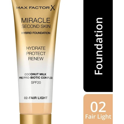 Max Factor Miracle Second Skin Hydrating Foundation Fair-Light 30ml