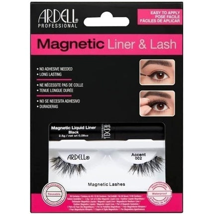 Ardell Magnetic Liquid Eyeliner & Lash Accent 002 Black - No Glue Required Reusable Vegan-Friendly Lashes