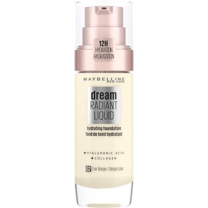 Maybelline Dream Radiant Liquid Hydrating Foundation with Hyaluronic Acid and Collagen 02 Fair Beige