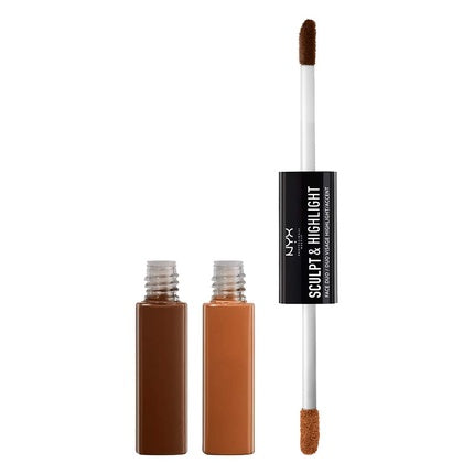 NYX Professional Makeup Face Highlighter and Contouring Duo Espresso Honey 06 SHFD06 with Vitamin E, Coconut Oil, and Aloe Vera
