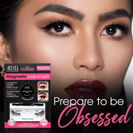ARDELL Professional Magnetic Liner & Lash Accent 002 Black Reusable Real Hair Magnetic Eyelashes with Gel Eyeliner and Brush Applicator