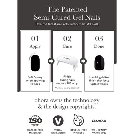 ohora Semi Cured Gel Nail Strips N Addict - Works with Any Nail Lamps Salon-Quality Long Lasting Easy to Apply & Remove - Includes 2 Prep Pads Nail File & Wooden Stick Red