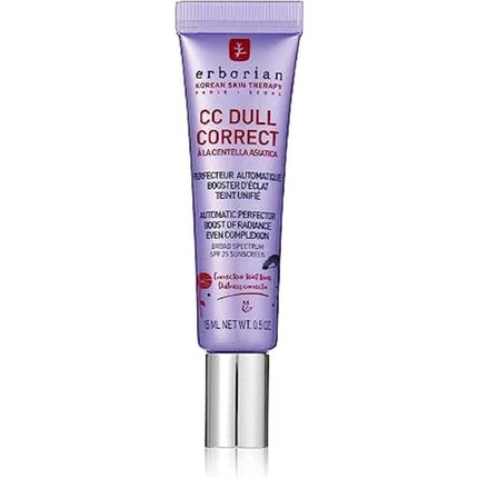 Erborian CC Dull Correct with Centella Asiatica Korean Skincare and Makeup Cream Primer Blur for Radiance Boosting and Soothing Effects Even Complexion SPF 25 All Skin Type 15ml