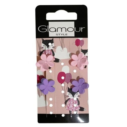 Kids Hair Clips Flowers 4 Pieces Glamor