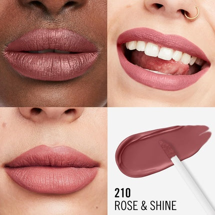 Rimmel London Lasting Mega Matte Liquid Lipstick Long-Lasting Hydrating Vegan Formula 7.4ml 210 Rose & Shine