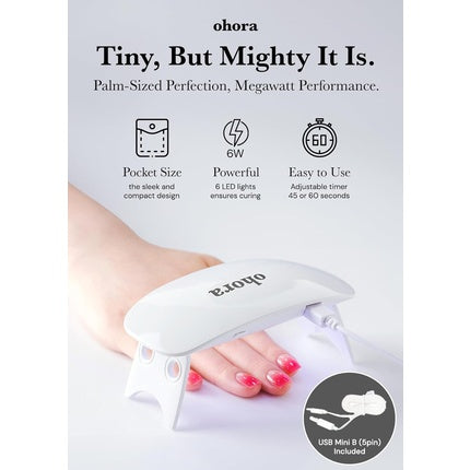 Gel Nail UV Light LED Lamp by Ohora 6W Max 2 Timers Portable Lamp for Curing Gel Nail Art Polish Stickers and Strips Pro Gel Lamp