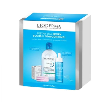 Bioderma Hydrabio Christmas Set 2024 - H2o 500 Ml, Hyalu Serum 30 Ml, Glov Fluffy Reusable Pads 3 Pieces