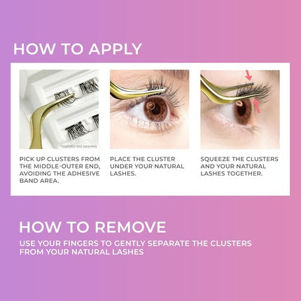 KISS imPRESS False Eyelashes Lash Clusters Edgy Wispy 14mm-16mm Contact Lens Friendly Easy to Apply Reusable Strip Lashes